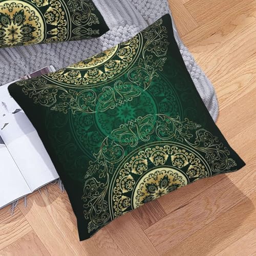 Vintage Floral Throw Pillow Covers 20x20 Inch Set of 2 Green Gold