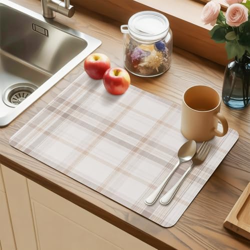 Vintage Tartan Rustic Minimalist Leather Placemats Set of 6,12x18