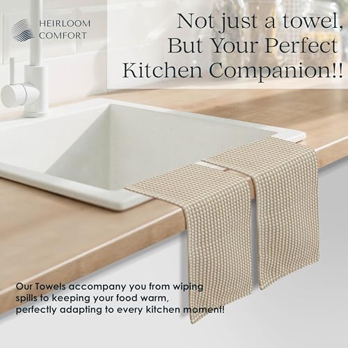 5 Pack 100% Cotton Dual Tone Waffle Weave Kitchen Towels, 16x26 Inch
