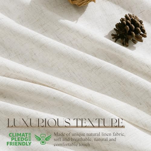 Jowels Natural Linen Grommet Curtains 63 Inch Long 2 Panels for Living