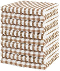 DecorRack Cotton Buffalo Check Dish Cloths, 12 x 12 in, Coffee