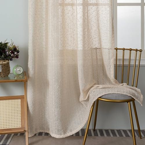 Beydodo Curtains for Bedroom Sheer 108 Inches Long, Semi Sheer