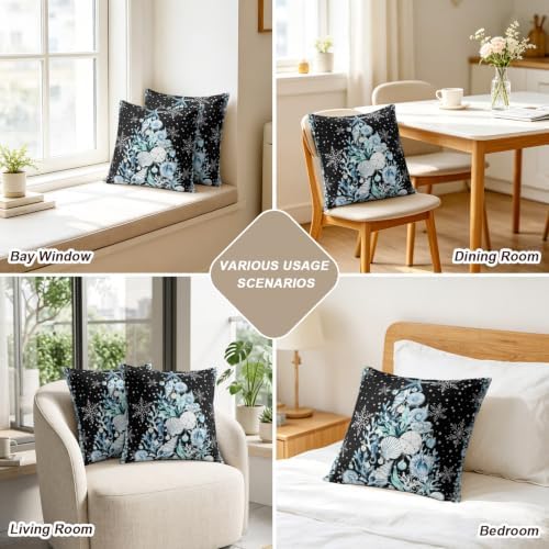 26 x 26 Pillow Covers Set of 2, Coastal Christmas Trees Decorative