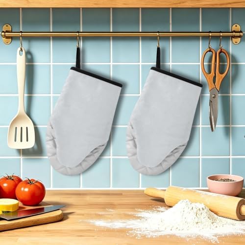 Pale Grey Oven Mitts and Pot Holders Set 2 Pack