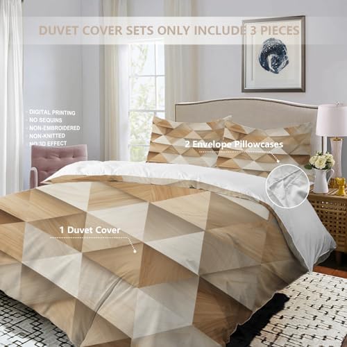 Geometric Interlaced 100% Cotton Duvet Cover Set King Size, Wooden