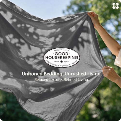 Bedsure PureWoven 100% Washed Cotton Duvet Cover Set, King Size, 3-PC
