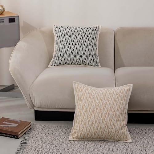 Home Brilliant Textured Chenille Pillow Covers 18x18 inch Black Set of