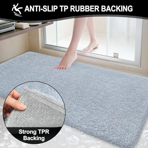 Bathroom Rugs 60"x24", Fluffy Soft Thick Absorbent Bath Mat Rubber
