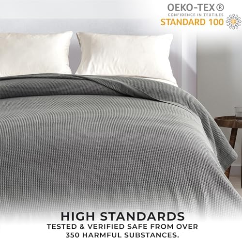 Great Bay Home 100% Cotton Blanket for King Size Bed | Lightweight and