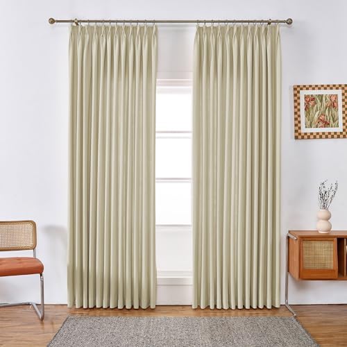 DerF HOME 52 W x 108 L inch Pinch Pleat Unlined Darkening Drape Faux