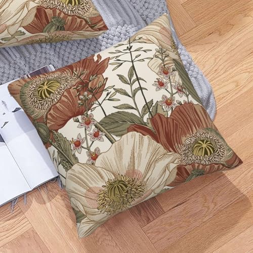 Vintage Flower Pillow Covers 18x18 Set of 2 Floral Botanical