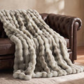 EverGrace Double-Sided Bubble Faux Fur Throw Blanket, 60"x80", Light