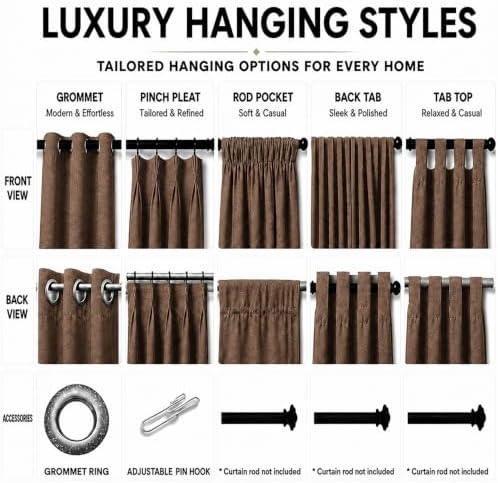 Linen Blackout Curtains Double Sided for Living Room, Thick Textured