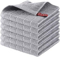 Homaxy 100% Cotton Terry Kitchen Dish Cloths, 6 Pack, Light Grey