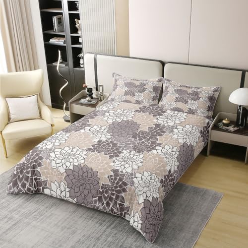 Feelyou Retro Floral Duvet Cover 100% Cotton Queen Size Hippie Flowers