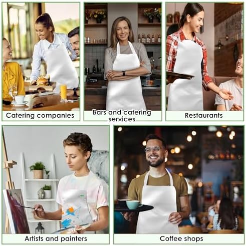 12 Pack White Aprons Bulk, Unisex Bib
