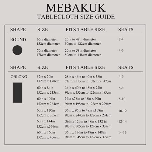 Mebakuk Round Table Cloth Linen Farmhouse Tablecloth Waterproof