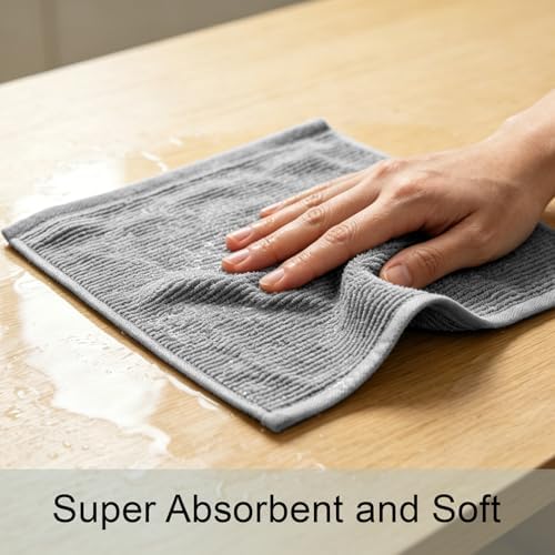 Natural Ring Spun Kitchen Towels and Dishcloths Sets - 12 Pack