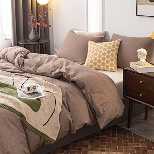 Janlive Washed Cotton Duvet Cover King Ultra Soft 100% Cotton Solid