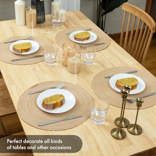 Winknowl Round Braided Placemats Set of 8 Washable Woven Heat