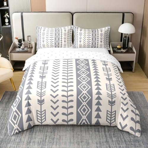 Erosebridal Boho Arrow 100% Cotton Duvet Cover Queen Beige Grey