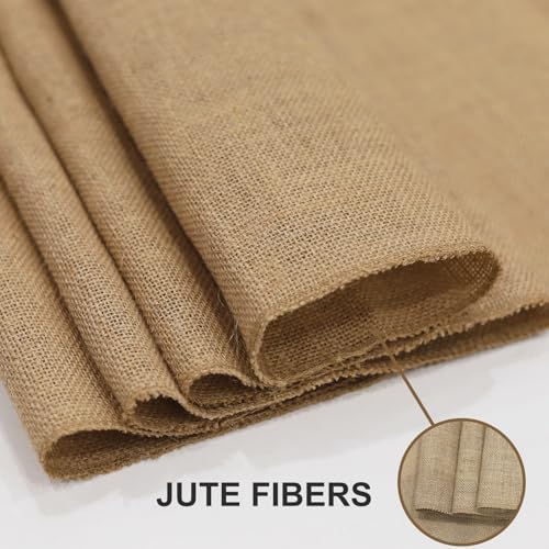 10 Pack Burlap Table Runners 12x108 Inch - Natural Country Vintage