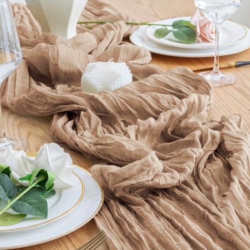 Cheesecloth Table Runner 10FT 6Pcs Nude Boho Gauze Rustic Sheer