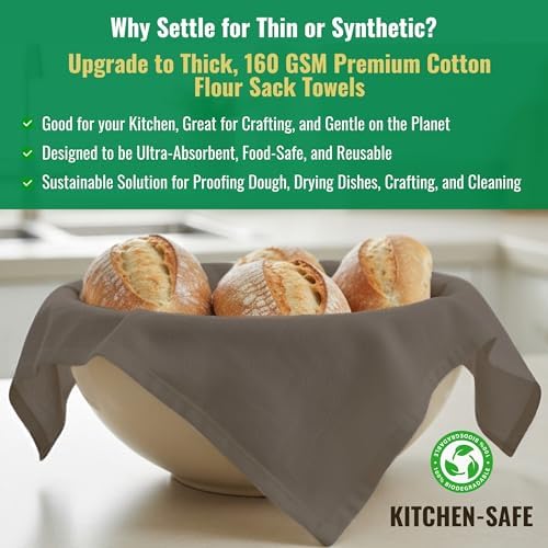Flour Sack Towels 100% Cotton Dish Towel Reusable Baking Cloth for