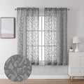 Lecloud Leia Clip Textured Charcoal Grey Sheer Curtains 63 Inch Length
