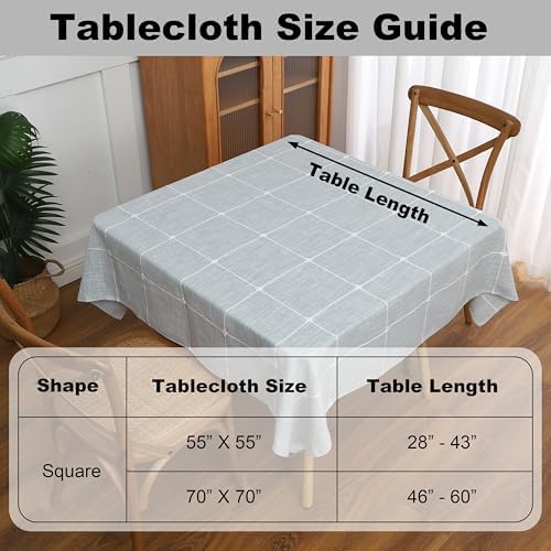 Gernaice Plaid Square Tablecloth Checkered Table Cloth 70" x 70" Grey