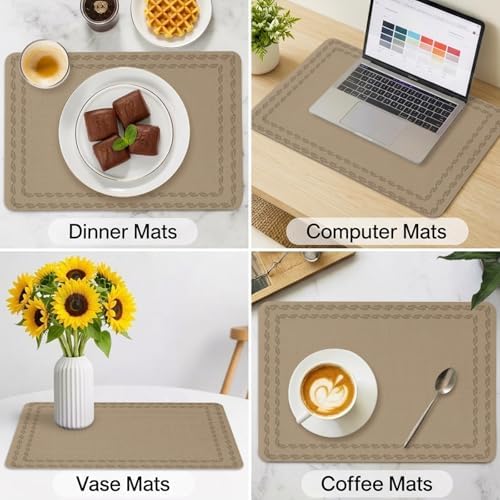 Minimalist Brown Background Leather Placemats Set of 6,12x18