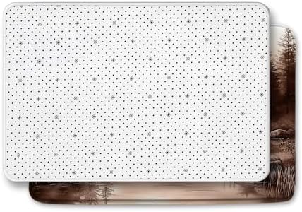 4PC Brown Misty Forest Mountain Bath Mat Sets Watercolor Pine Tree