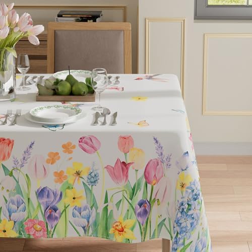 XCHI Wildflowers Tulips Flowers Spring Tablecloth Square Summer Table