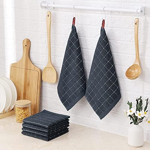 Homaxy 100% Cotton Terry Kitchen Dish Cloths, 7 Pack, Dark Grey