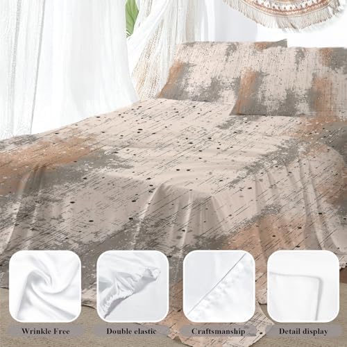 Shrahala Abstract Art Surface Twin XL 4 Piece Sheets Set, Muted Grainy