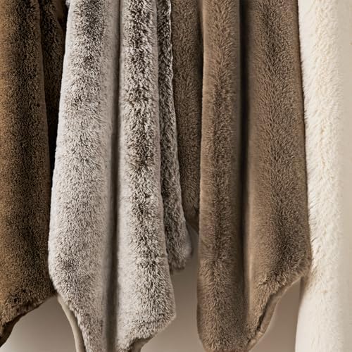 EVERGRACEHOME Faux Chinchilla Fur Throw Blanket, 50"x60", Arctic White
