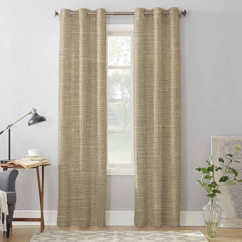 Brown Farmhouse Window Curtains with Grommets Kitchen Drapes, Vintage