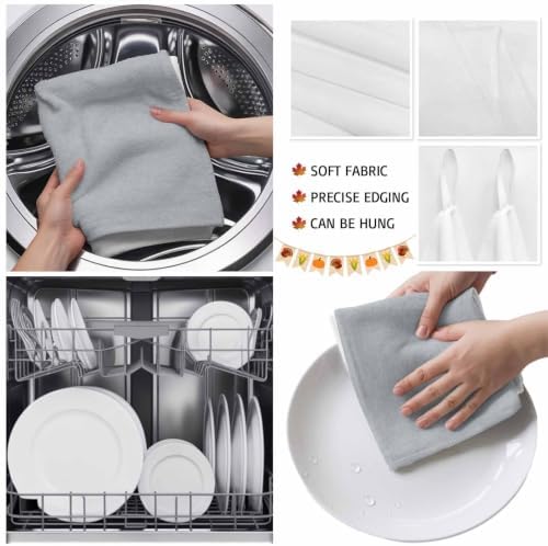 Gray Solid Color Kitchen Towels, 4 Pack Dish Towels for Kitchen