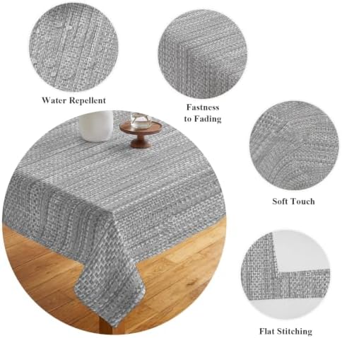 Light Gray Table Cloth, Modern Minimalist Vertical Stripes Linen