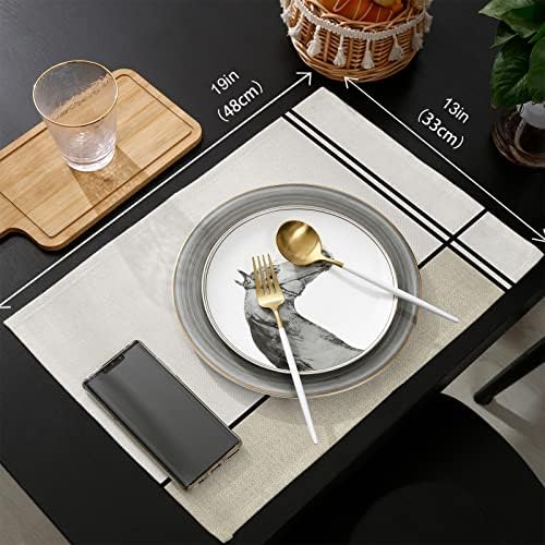 Rustic Beige Table Mats Set of 6 With Table Runner 90 Inches Long
