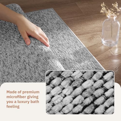 PADOOR Thin Bathroom Runner 24"x48", Braided Bath Mats for Bathroom