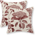 Burgundy Red Pillow Covers 18x18 Set of 2 Vintage Boho Floral