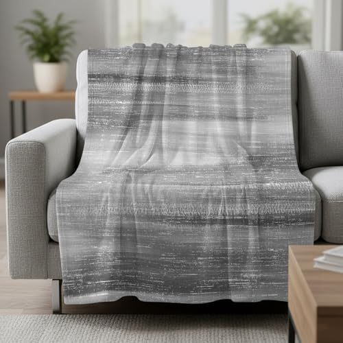 Gray Gradient Fleece Throw Blanket Minimalist Industrial Modern Summer