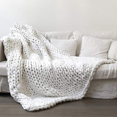 Chunky Knit Throw Blanket Handmade Soft Warm 50 x 50cm