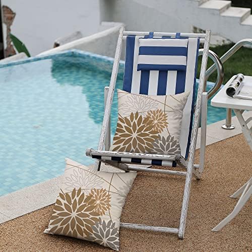 DFXSZ Brown Grey Floral Outdoor Pillow Covers 18x18 Set of 2