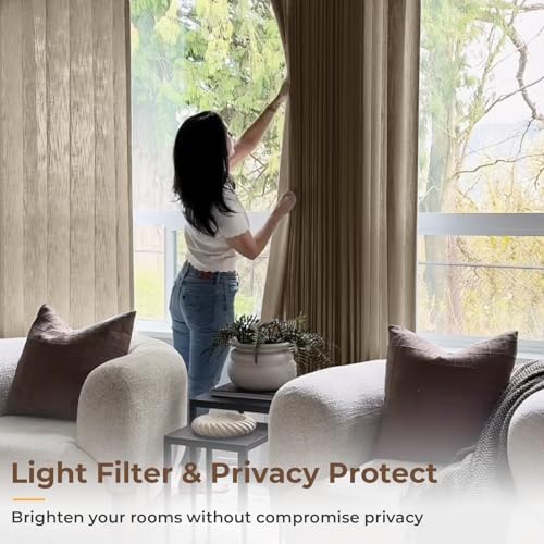 INOVADAY Memory Trained Pinch Pleated Thick Linen Curtains 96 Inches