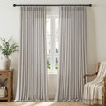 Semi Sheer Pinch Pleated Linen Curtains for Living Room 108 Inches