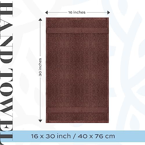 White Classic 6 Luxury Brown Hand Towels 16 x 30 and 12 Luxury