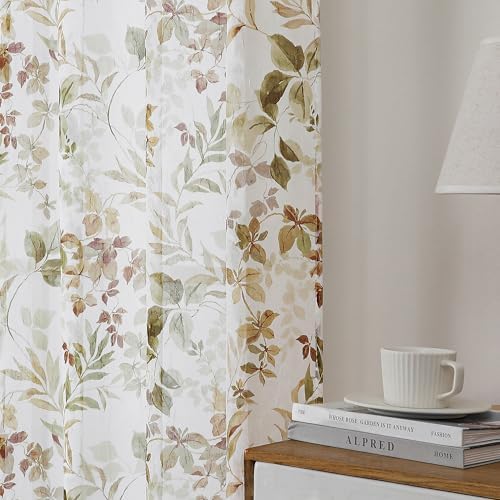 OWENIE Crushed Sheer Curtains 63 Inch Length 2 Panels Set, Sheer