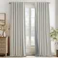 RYB HOME Greige 100% Blackout Linen Curtains 96 inches Long for Living